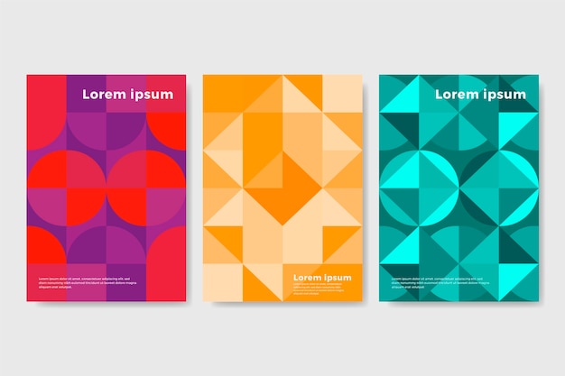 Vettore gratuito collezione di copertine geometriche astratte