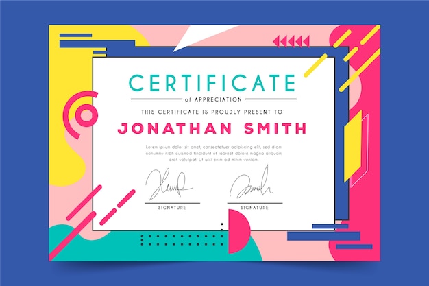 Free vector abstract geometric design certificate template