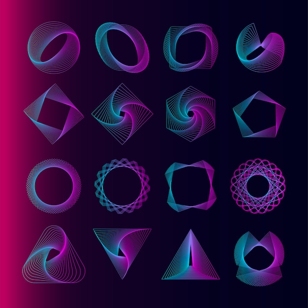 Free vector abstract geometric elements set vector