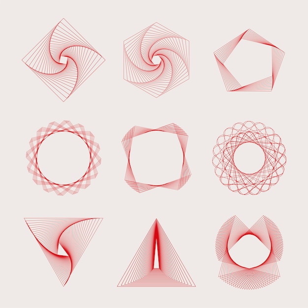 無料ベクター 抽象的な幾何学的要素設定ベクトル
