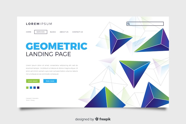 抽象的な幾何学的なランディングページのテンプレート