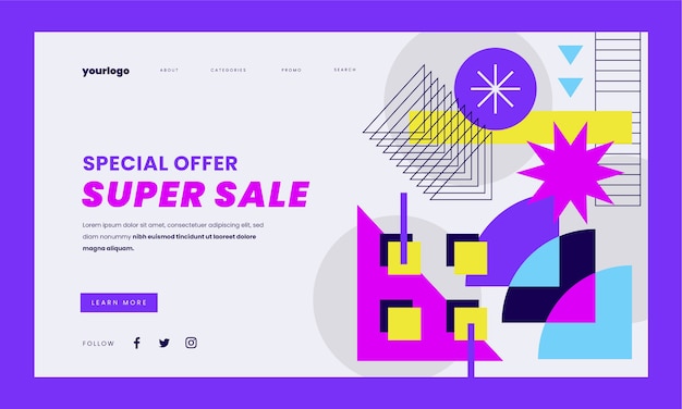 Free vector abstract geometric landing page template