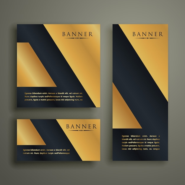 Free vector abstract geometric premium golden banner design