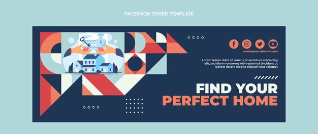 Abstract geometric real estate facebook cover