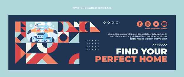 Abstract geometric real estate twitter header