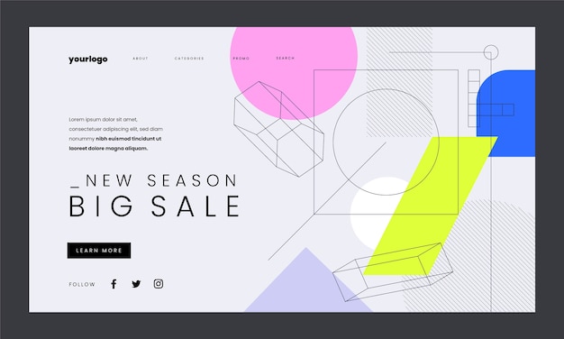 Free vector abstract geometric sale landing page