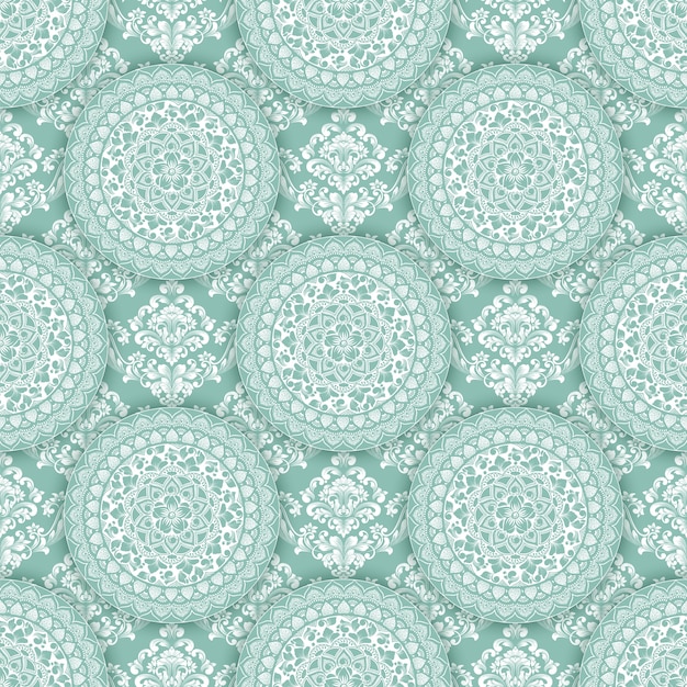 Free vector abstract geometric seamless pattern with floral elements.