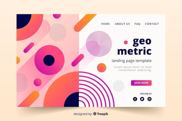 Free vector abstract geometric shape landing page template