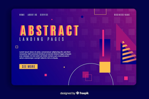 Abstract geometric shapes landing page template