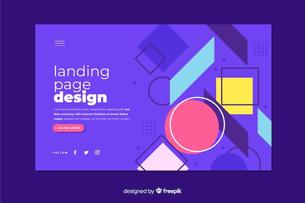 Free vector abstract geometric shapes landing page template