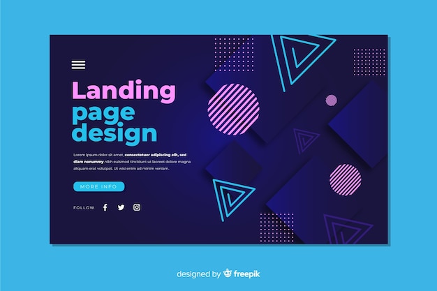 Free vector abstract geometric shapes landing page template