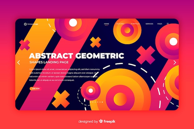 Free vector abstract geometric shapes landing page template