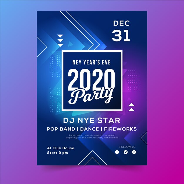 Abstract geometric shapes of new year 2020 poster