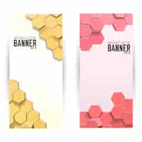 Free vector abstract geometric vertical banners with bright hexagons