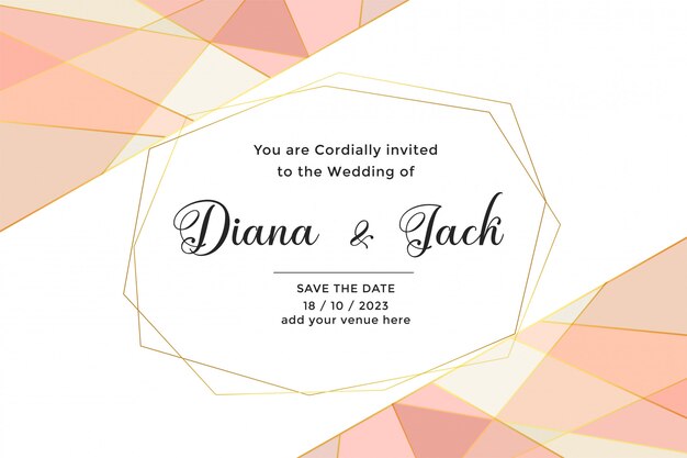 Abstract geometric wedding card with pastel colors