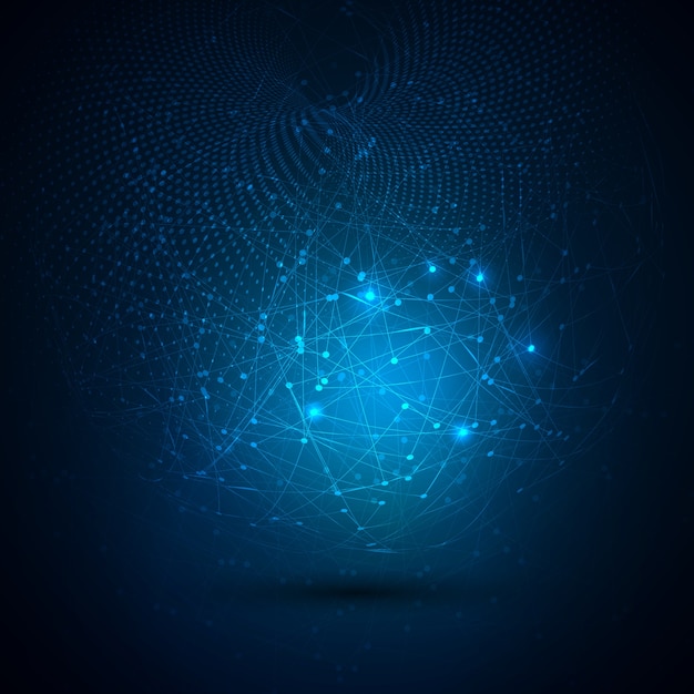 Abstract global technology background with connecting dots