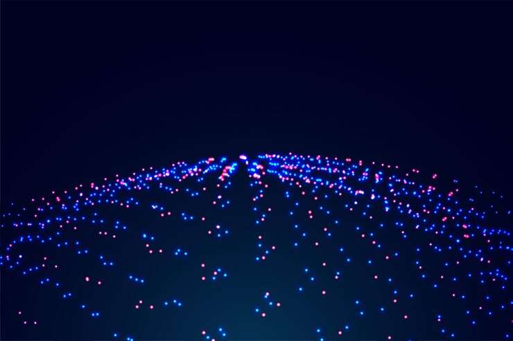 Free Vector abstract glowing particles background in blue and red color