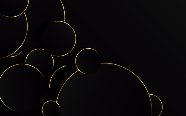 Abstract gold circle on black background technology