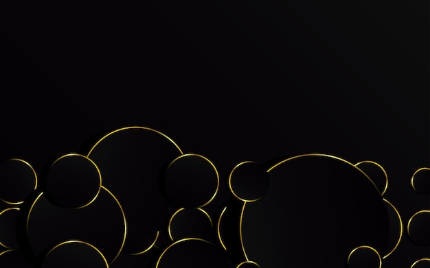 Free vector abstract gold circle on black background technology