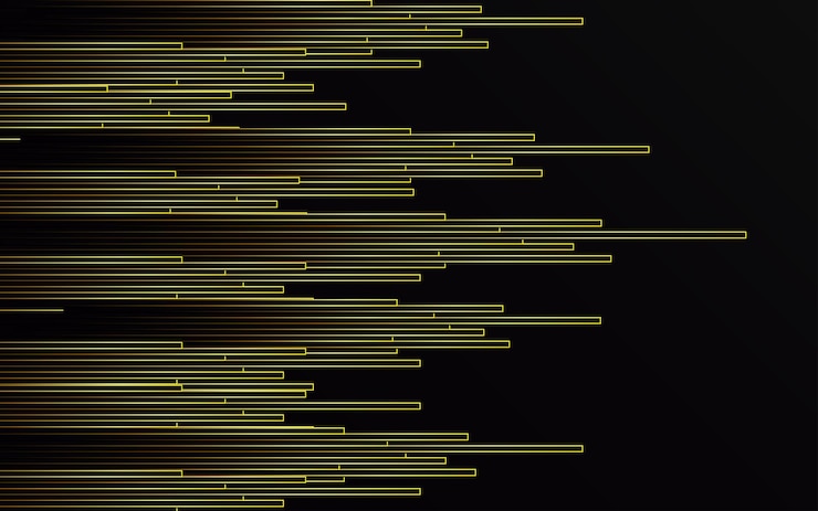 Free Vector abstract gold light lines pipe speed zoom on black background technology