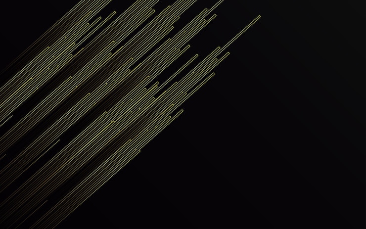 Free Vector abstract gold light lines pipe speed zoom on black background technology
