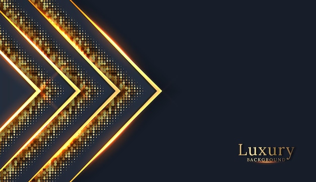 Free vector abstract gold line light arrow direction on black design modern luxury futuristic background vector