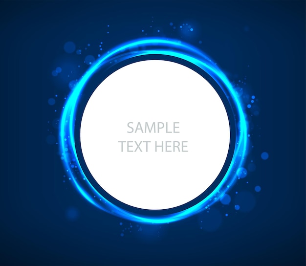 Free vector abstract gold round white and glowing blue background  frame with copy space for text.