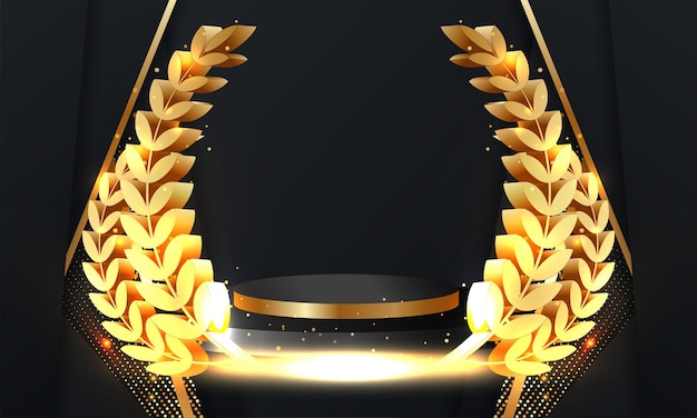 Абстрактный золотой фон награды со световыми лучами