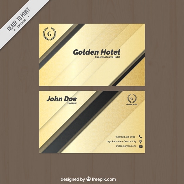 Free vector abstract golden business card with black details