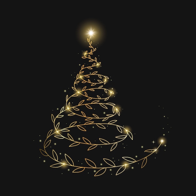 Free vector abstract golden christmas tree background