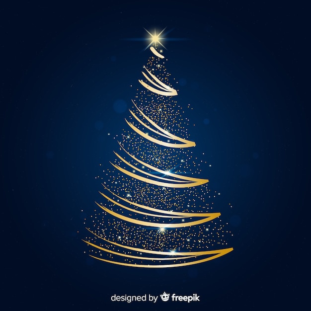 Free vector abstract golden christmas tree