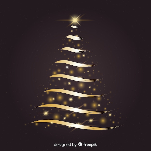 Free vector abstract golden christmas tree