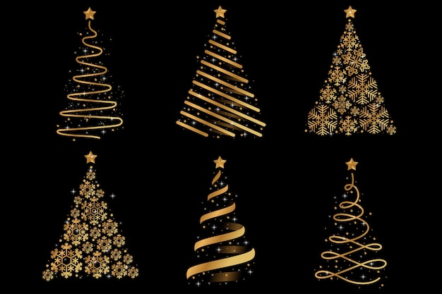抽象的​な​黄金​の​クリスマスツリー