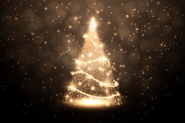 Free vector abstract golden christmas tree