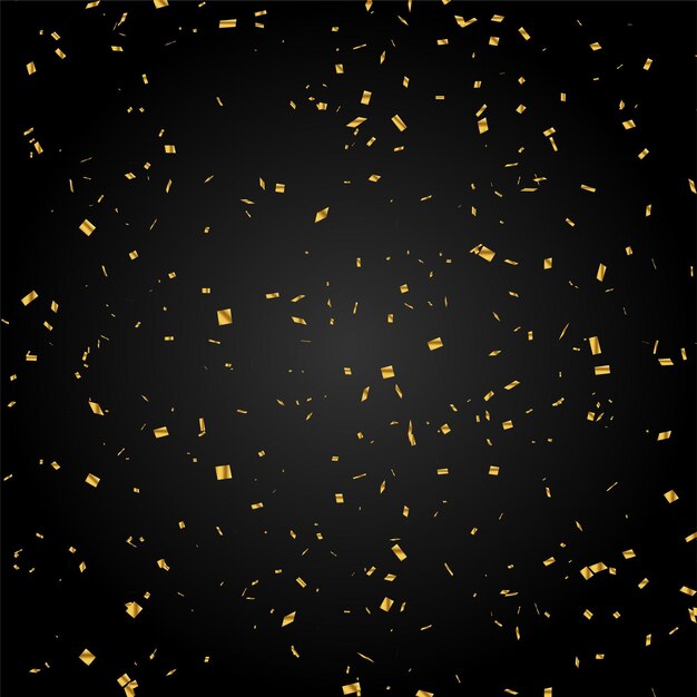 Abstract golden confetti decorative black background vector