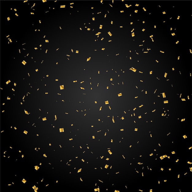 Abstract golden confetti decorative black background vector