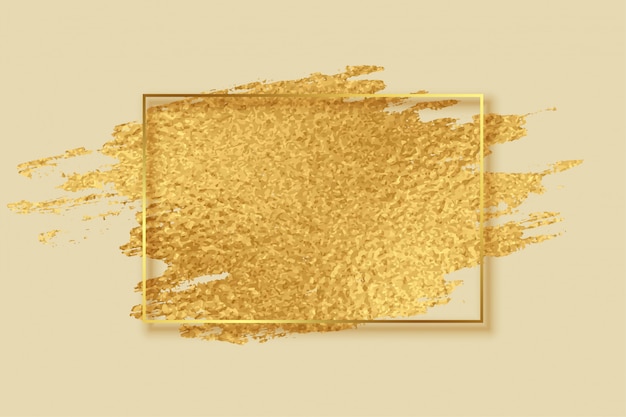Abstract golden foil brush stroke frame