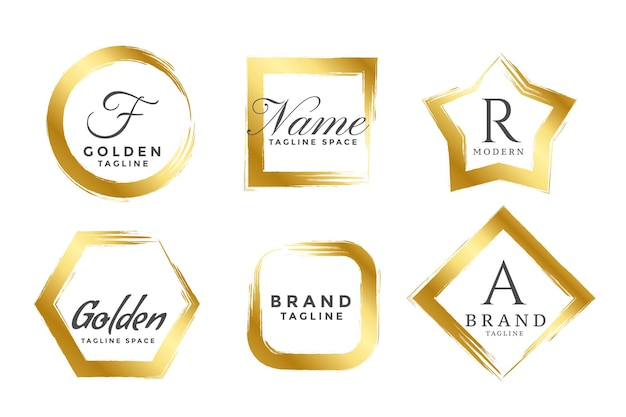 Набор абстрактных золотых рамок логотипов или монограмм