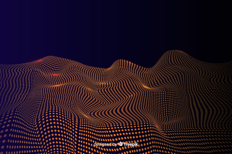 Free Vector abstract golden particles net on dark background