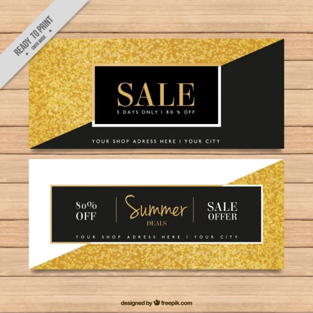 Abstract golden sale banners