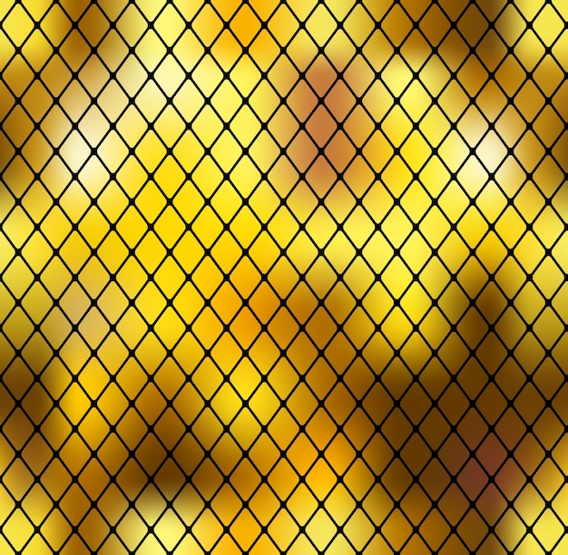 Abstract golden seamless background with black grid