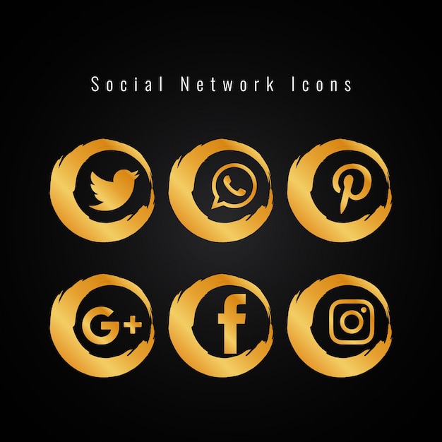 Free vector abstract golden social media icons set