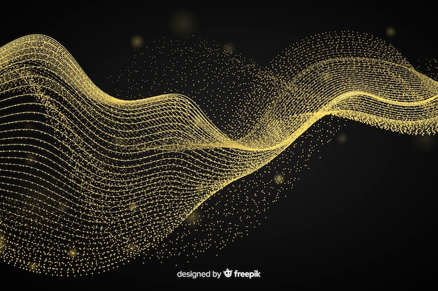 Abstract golden wave black background
