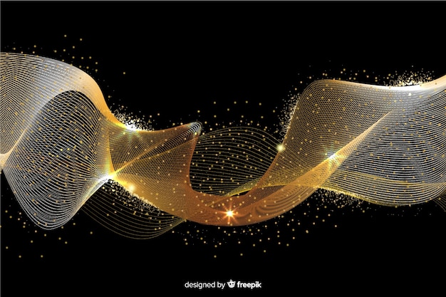 Abstract golden wave black background
