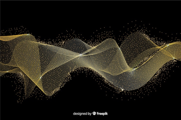 Abstract golden wave black background