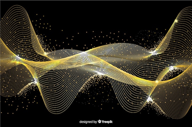 추상적 인 황금 물결 검은 배경