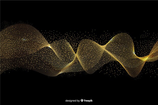 Abstract golden wave black background