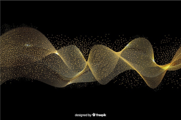 Abstract golden wave black background