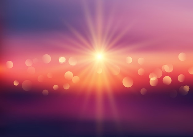 Free vector abstract gradient blur sunset landscape background with bokeh lights