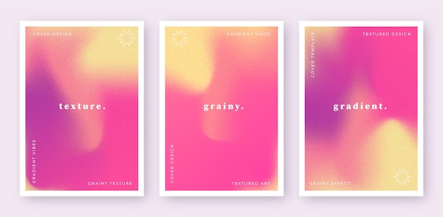 abstract gradient cover template set with grainy effect